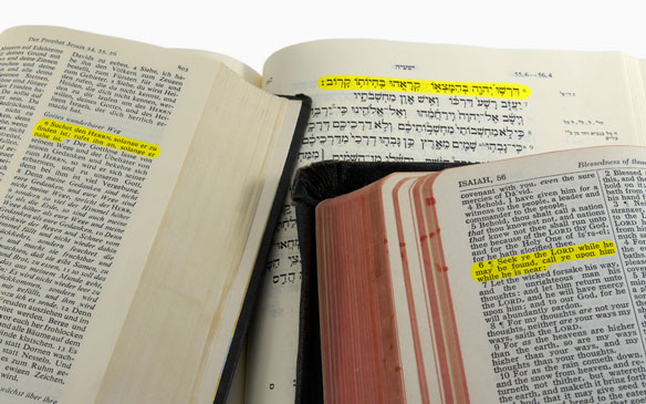 a Bible passage highlighted in 3 languages